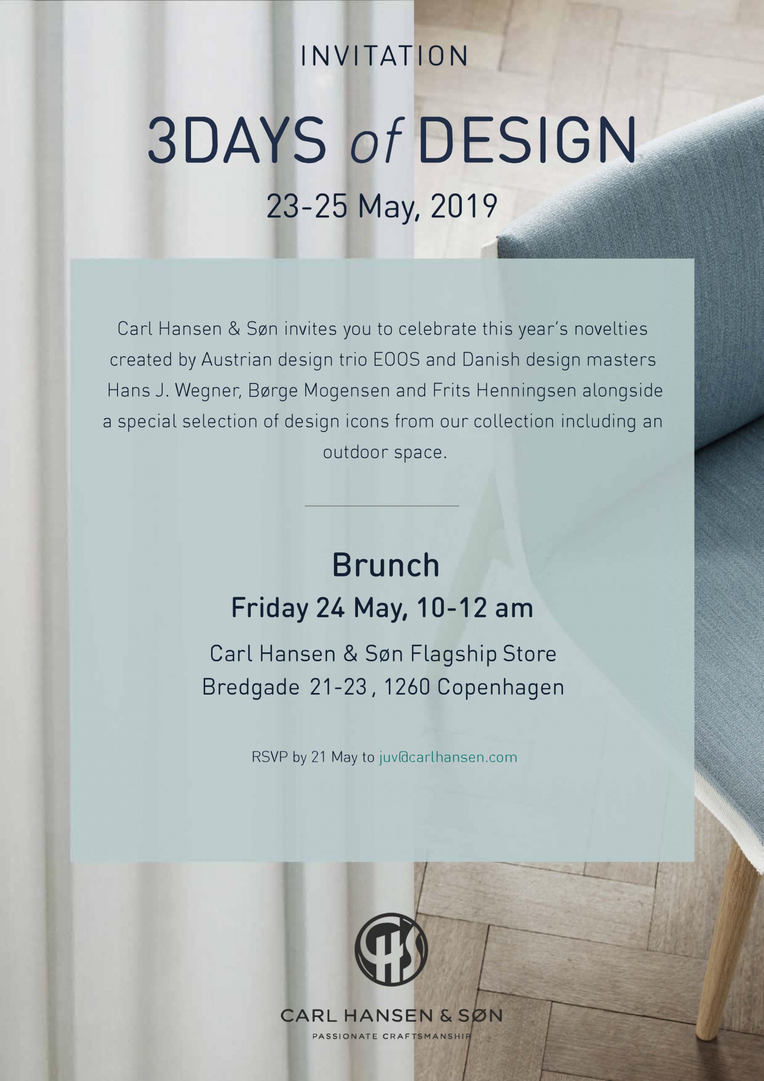 Uitnodiging CH&S : 3 Days of Design 23-25 Mei 2019 Victors Design Agency