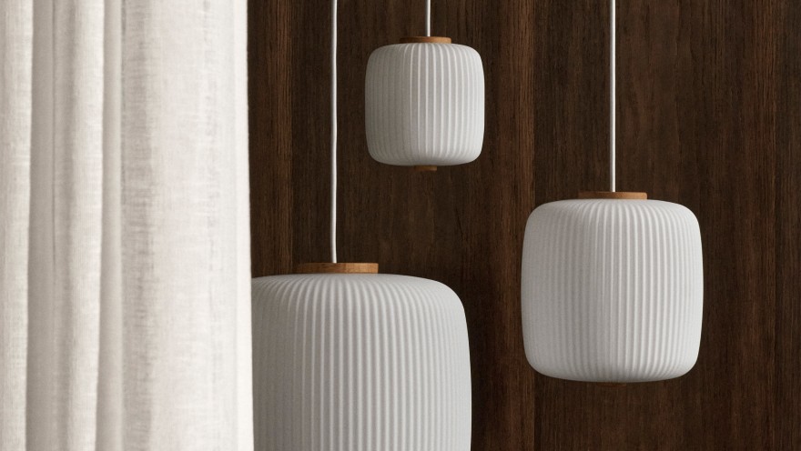 EK61 Opal Pendants van Esben Klint in opaalglas en eik