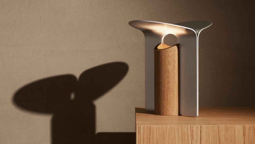 RF200 Petal Lamp van Rikke Frost in eik en aluminium