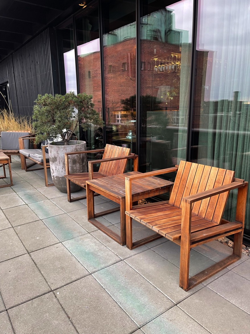 Bodil Kjaer outdoor furniture in hotel Ottilia Copenhagen 